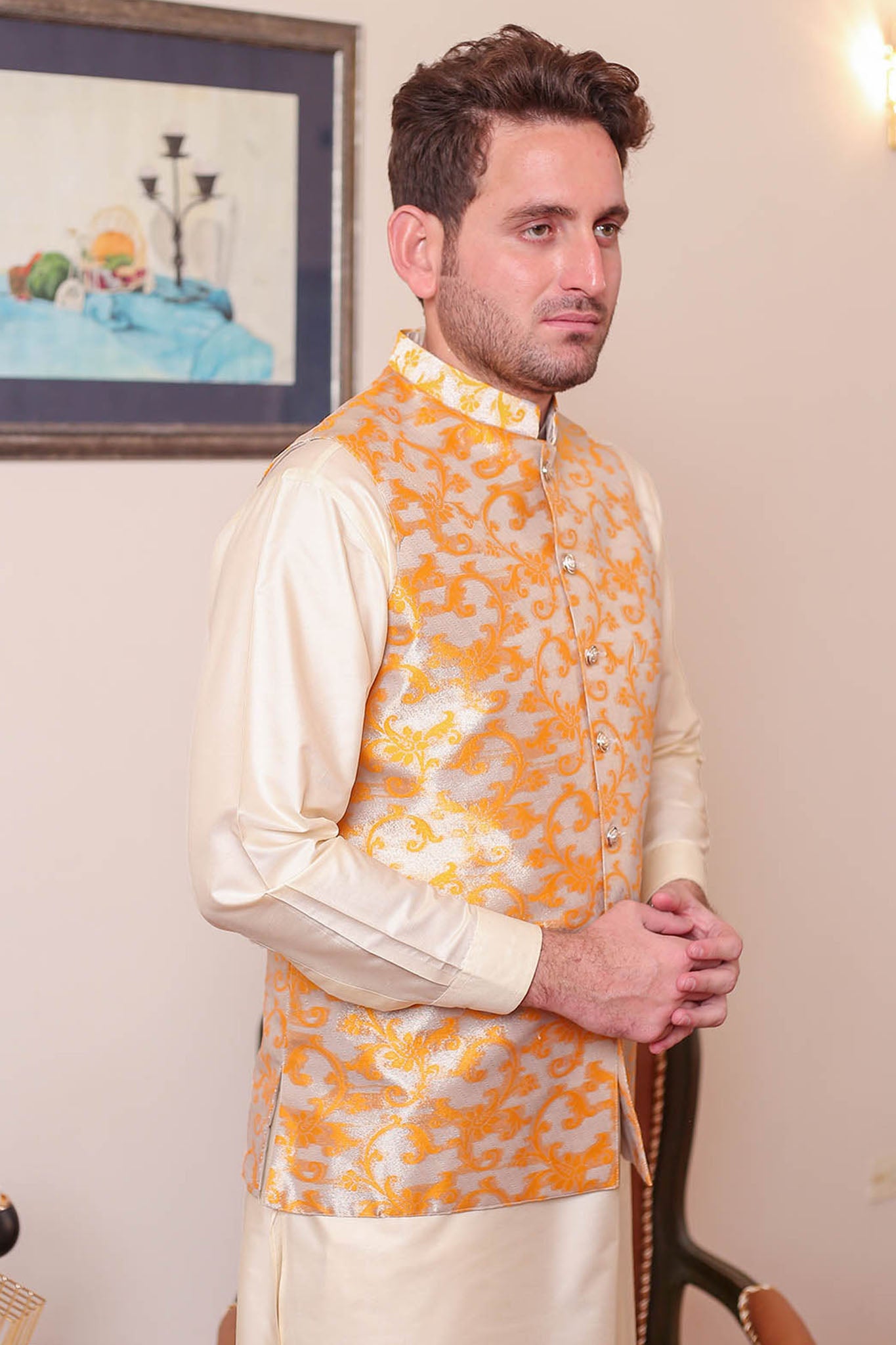 Real Image Mens Waist Coat Collection'2025-OW - 046 Yellow