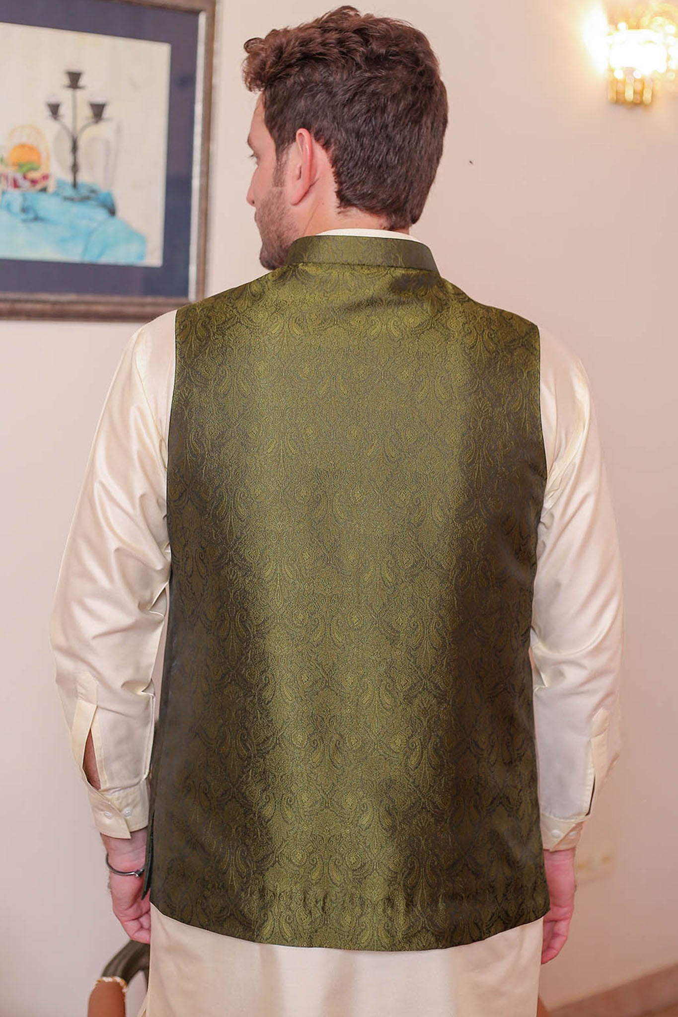 Real Image Mens Waist Coat Collection'2025-OW - 040 Green