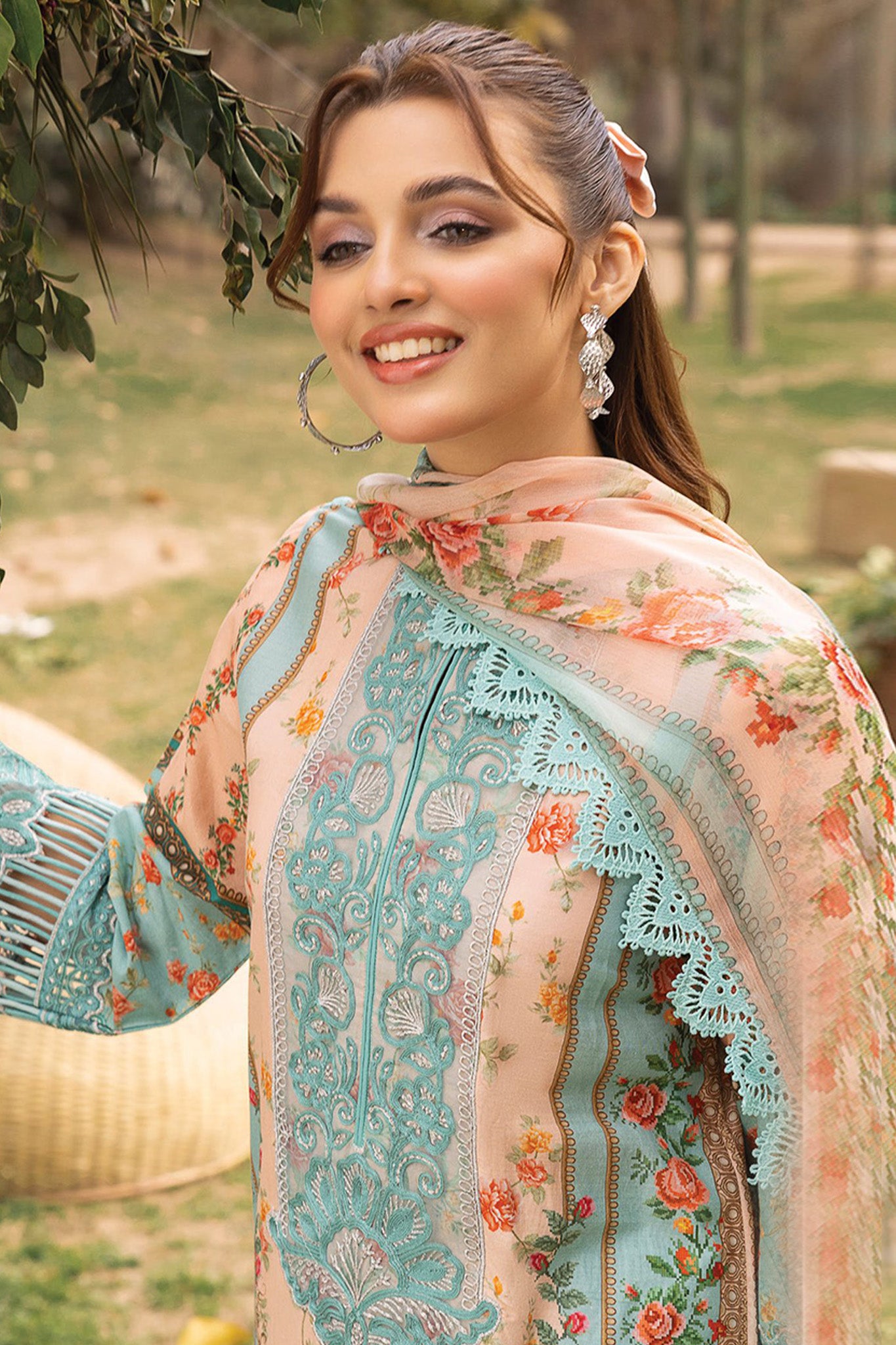 Adan's Print By Nafia Atta Unstitched 3 Piece Digital Printed Lawn Collection'2024-D-07