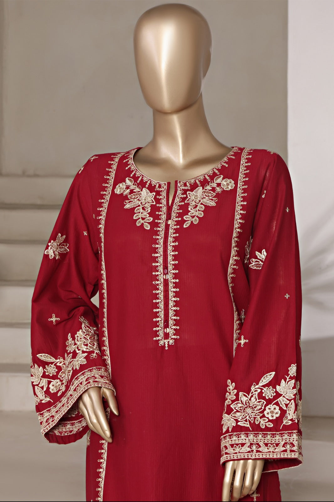 Vybe By Sada Bahar Stitched 2 Piece Emb Cotton Collection'2025-MEL-MK52-MAHROON