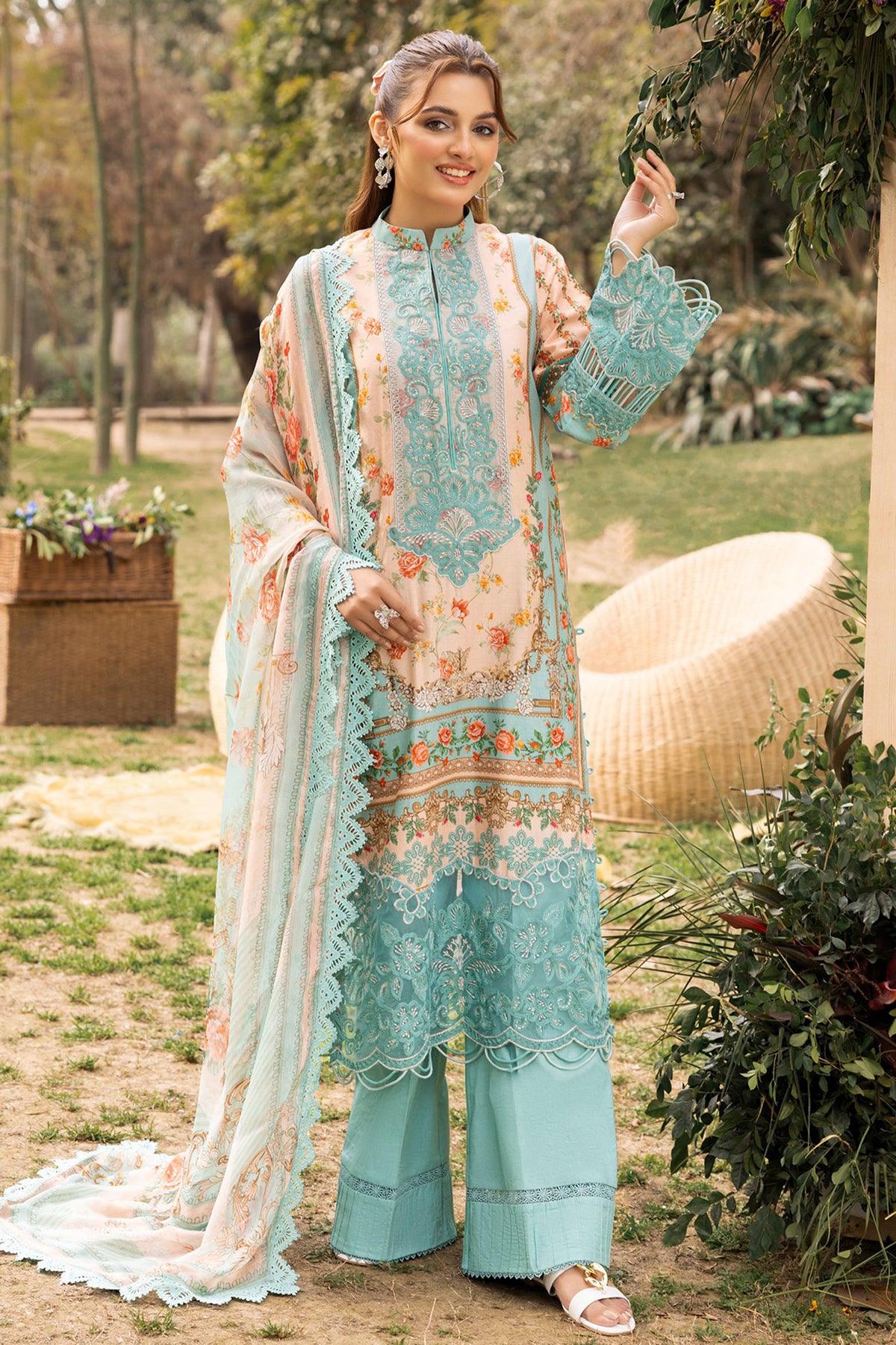 Adan's Print By Nafia Atta Unstitched 3 Piece Digital Printed Lawn Collection'2024-D-07