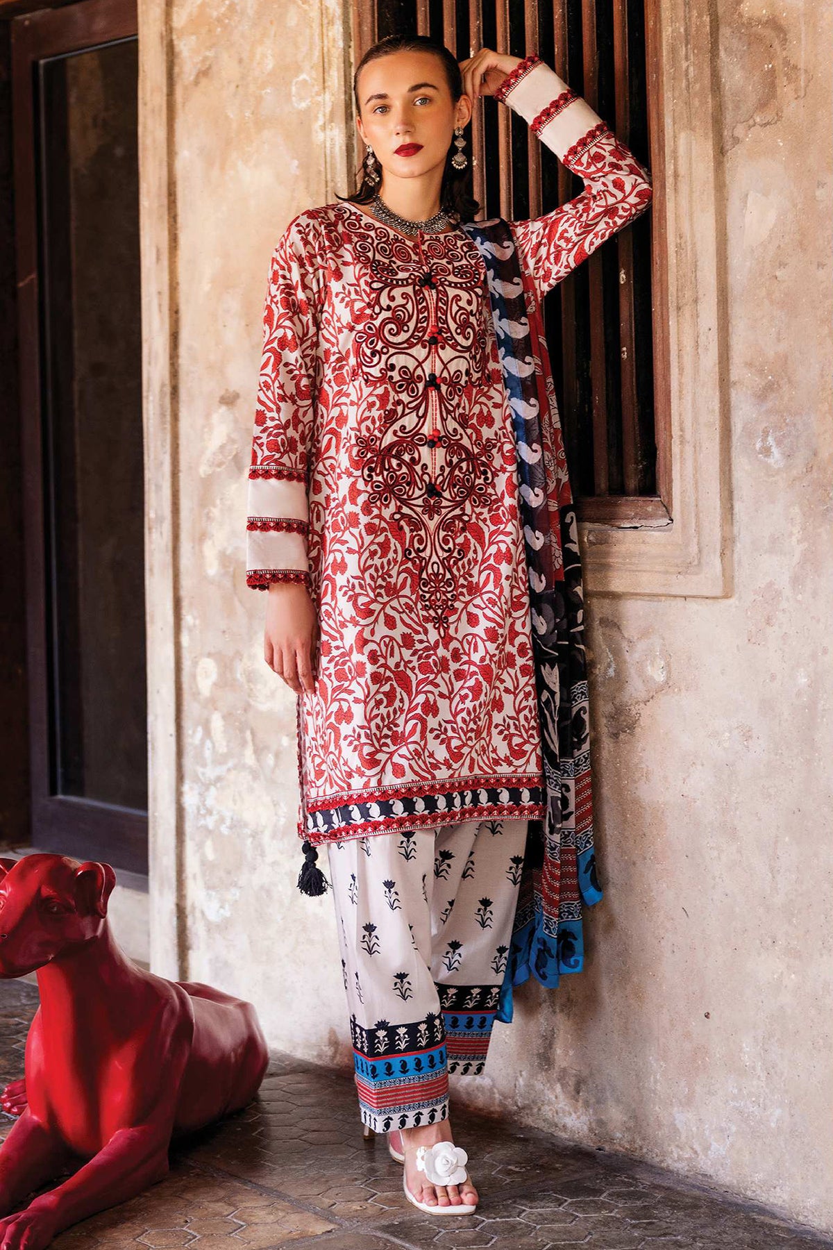 Taneez by Roheenaz Unstitched 3 Piece Block Printed Lawn Collection'2024-RNB-04-A-Kimia