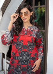 Daily Chic - Ahlam By Safa Textile Stitched 1 Piece Summer Shirt-Crimson Eclipse