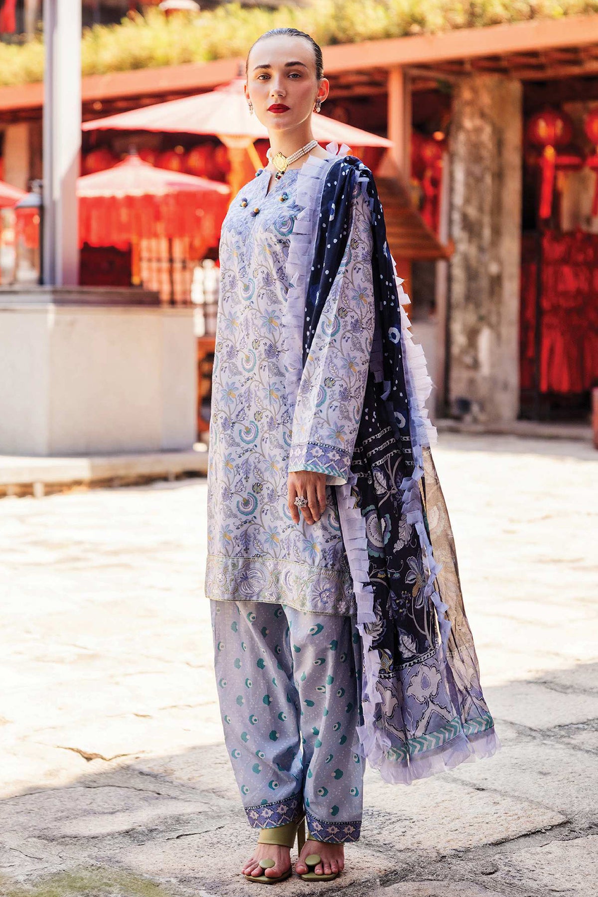 Taneez by Roheenaz Unstitched 3 Piece Block Printed Lawn Collection'2024-RNB-03-A-Afsaneh