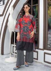 Daily Chic - Ahlam By Safa Textile Stitched 1 Piece Summer Shirt-Crimson Eclipse