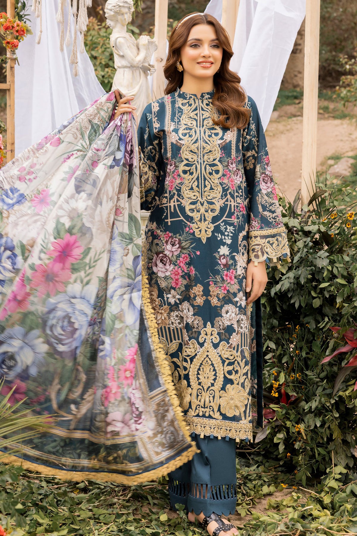 Adan's Print By Nafia Atta Unstitched 3 Piece Digital Printed Lawn Collection'2024-D-01