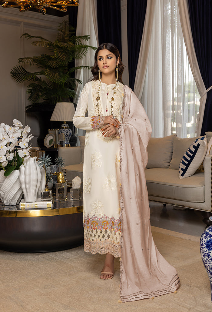 Charlotte By Humdum Unstitched 3 Piece Emb Chikankari Lawn Collection'2024-D-04