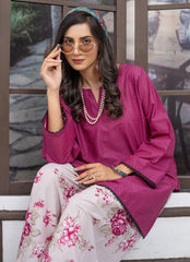 Daily Chic - Ahlam By Safa Textile Stitched 1 Piece Summer Shirt-Raspberry Meadow