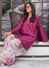 Daily Chic - Ahlam By Safa Textile Stitched 1 Piece Summer Shirt-Raspberry Meadow