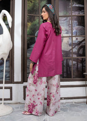Daily Chic - Ahlam By Safa Textile Stitched 1 Piece Summer Shirt-Raspberry Meadow