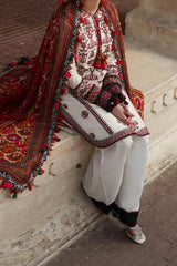 SS Lawn By Hussain Rehar Unstitched 3 Piece Emb Lawn Collection'2024-Fawn