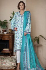 Bin Saeed Stitched 3 Piece Printed Cotton Vol-03 Suit-WC-2415-Ferozi