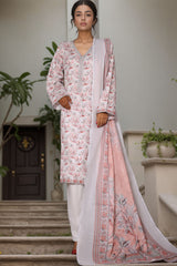 Bin Saeed Stitched 3 Piece Printed Cotton Vol-03 Suit-WC-2421-White