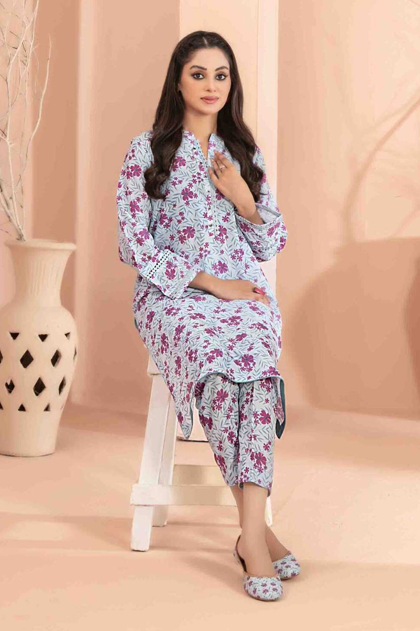 Anha By Tawakkal Stitched 2 Piece Swiss Digital Print with Khussa Collection'2024-D-3215