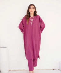 Dhaga Stitched 2 Piece Co Ords Summer Collection'2025-Hot pink Embroidered