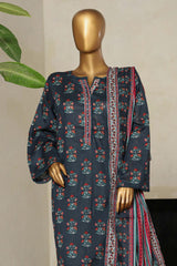 Bin Saeed Stitched 3 Piece Exclusive Printed Lawn Vol-09 Collection'2025-NSM-2215-Green