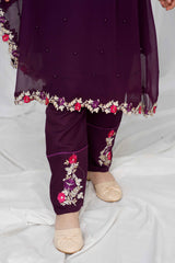 Modest Toddler Stitched 3 Piece Pearl Cape Formals Collection'2024-8625-Purple