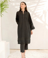 Dhaga Stitched 2 Piece Co Ords Summer Collection'2025-Black Schiffli