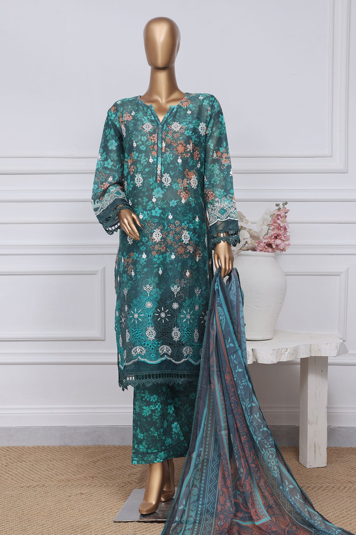 Sada Bahar Stitched 3 Piece Printed Chikankari Vol-01 Collection'2025-PCK-Dark Green