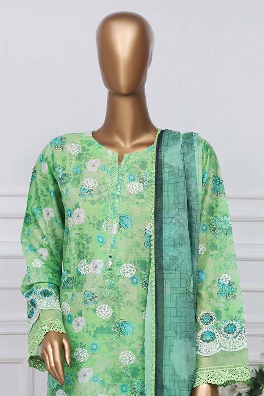 Sada Bahar Stitched 3 Piece Printed Chikankari Vol-01 Collection'2025-PCK-P.Green