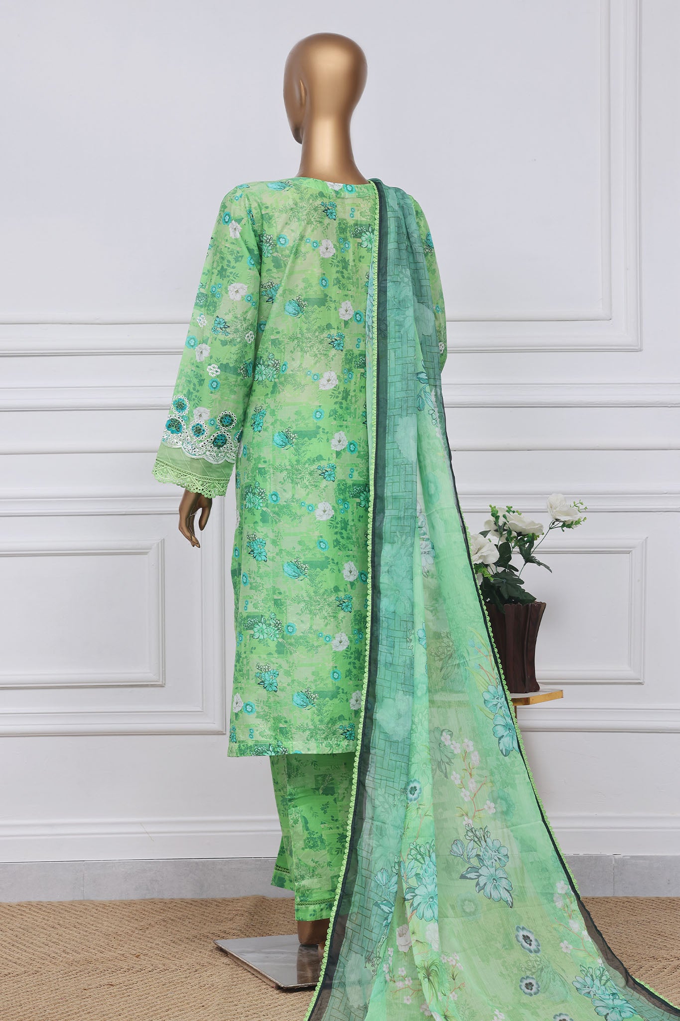 Sada Bahar Stitched 3 Piece Printed Chikankari Vol-01 Collection'2025-PCK-P.Green