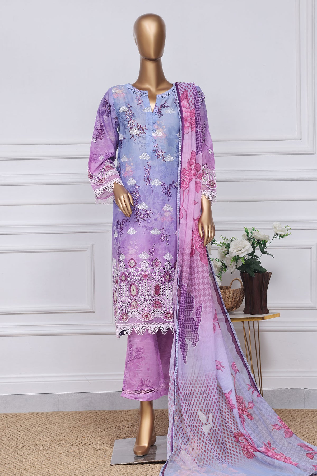 Sada Bahar Stitched 3 Piece Printed Chikankari Vol-01 Collection'2025-PCK-Lilac