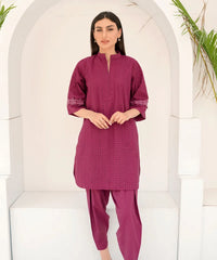 Dhaga Stitched 2 Piece Co Ords Summer Collection'2025-Pink Schiffli Embroidered