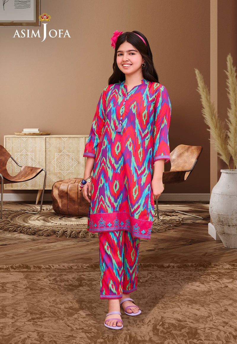 Asim Jofa Kids Pret Ajglp-07 Printed Arabic Lawn 2 Pcs