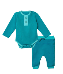 Little Bundles Stitched Kids Suit-Turquoise Romper