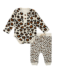 Little Bundles Stitched Kids Suit-Cheeta Romper Set