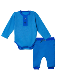 Little Bundles Stitched Kids Suit-Blue Romper Set