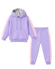 Little Bundles Stitched Kids Suit-Lilac Hoodie Set