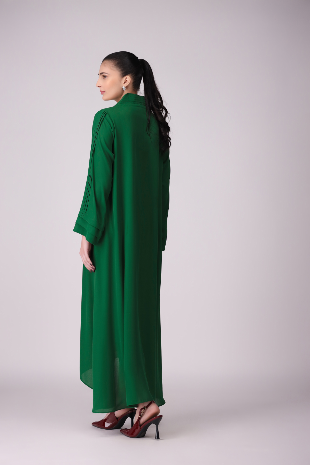 Pret Armoire By La Rosaa Stitched Summer Collection'2024-Green Long Dress - 1 Pc