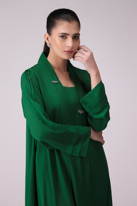 Pret Armoire By La Rosaa Stitched Summer Collection'2024-Green Long Dress - 1 Pc