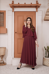 Laa Rosaa Stitched Maxi Summer Collection-Crimson Red - 1 Pc