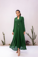 Pret Armoire By La Rosaa Stitched Summer Collection'2024-Green Long Dress - 1 Pc