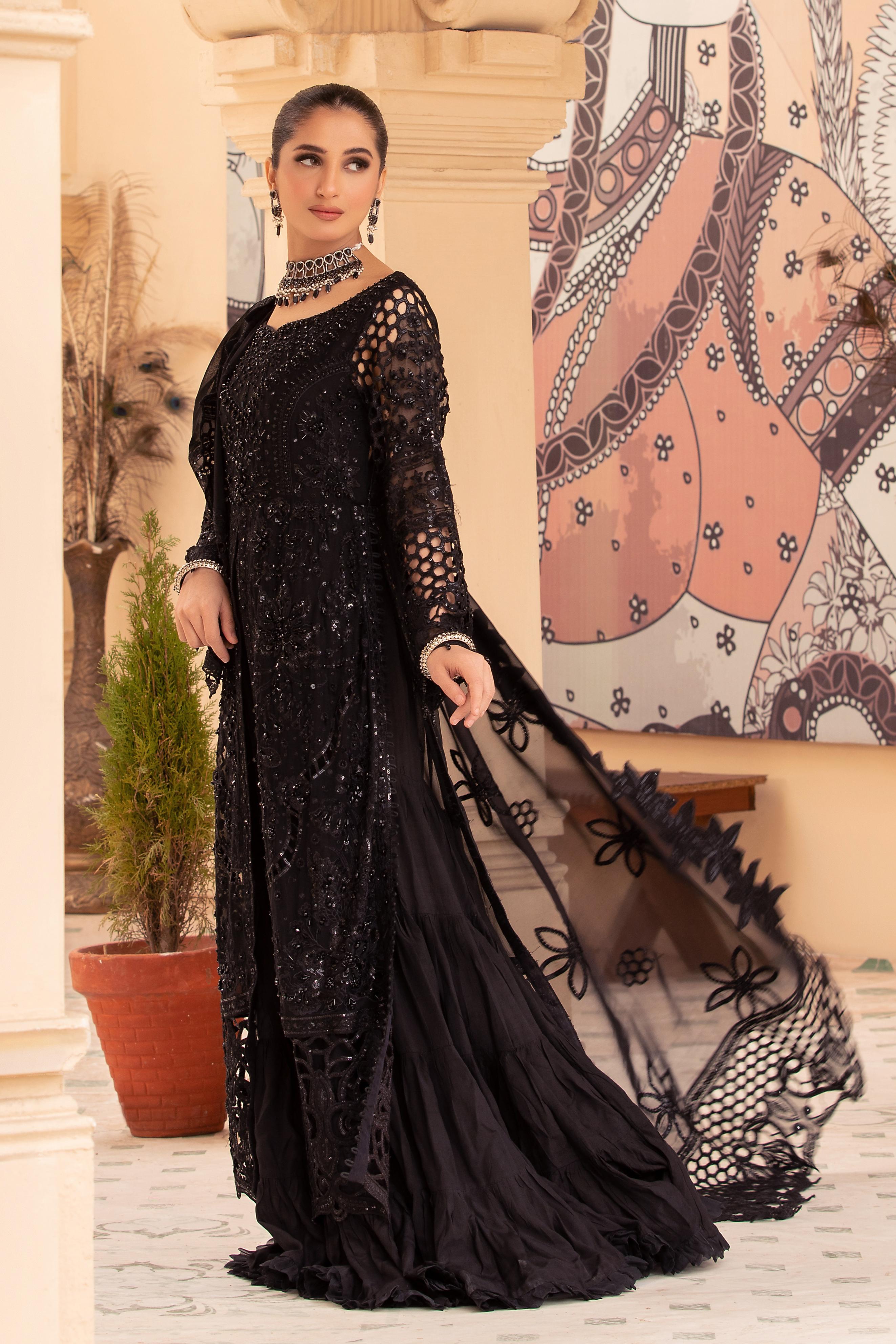 Tehzeeb By Diara Couture Stitched 3 Piece Formals Collection'2025-BLACK NOIR - PSGT-01-03