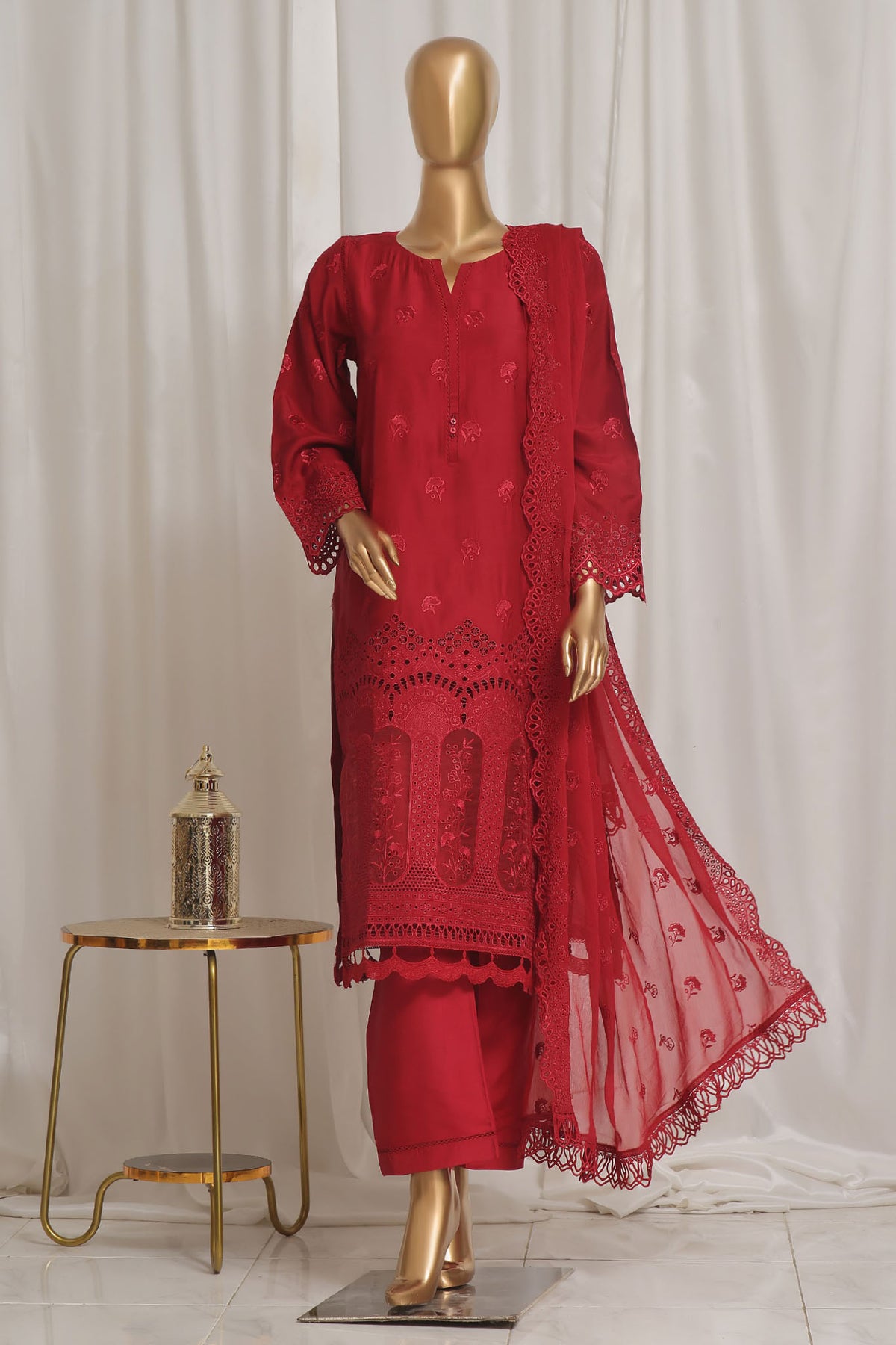 Sada Bahar Stitched 3 Piece Luxury Emb Viscose Silk Vol-02 Collection'2024-VCK-ED-Red