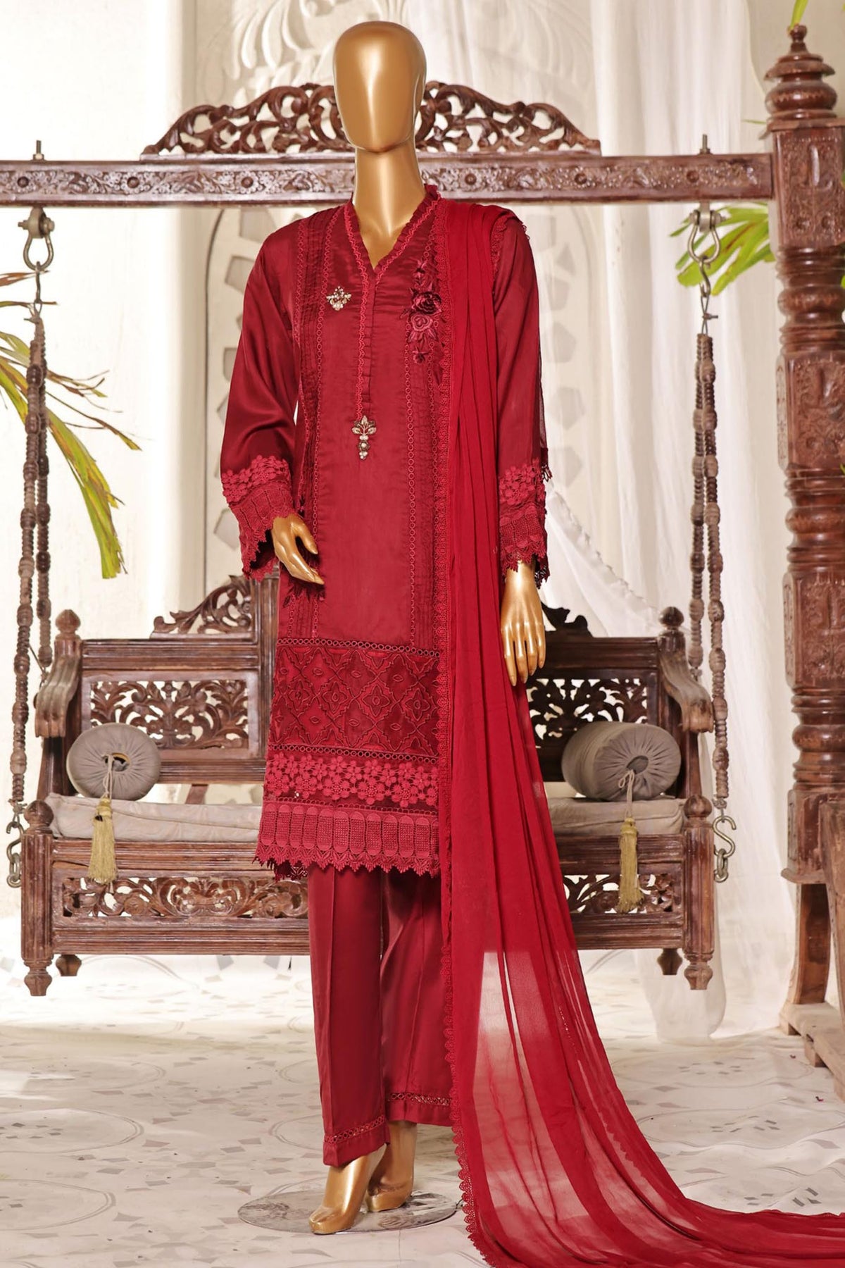 Rania By Sada Bahar Stitched 3 Piece Luxury Viscose Collection'2024-VCK-Maroon