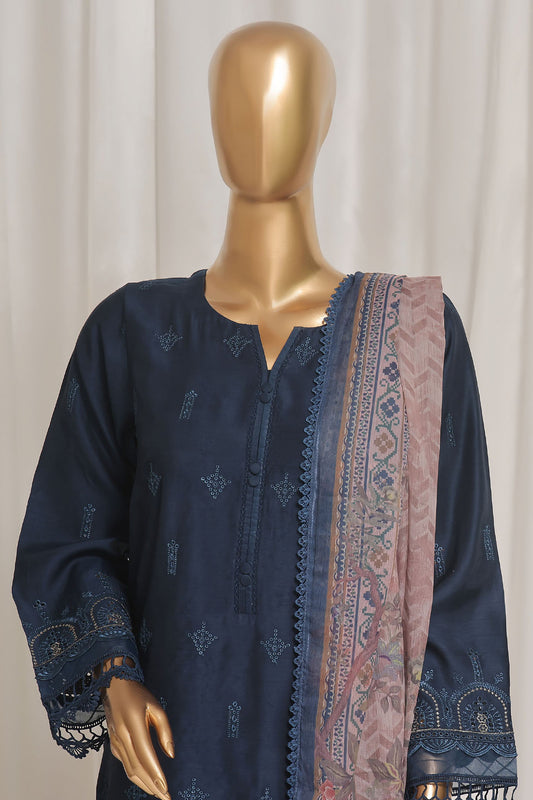 Sada Bahar Stitched 3 Piece Luxury Emb Viscose Silk Vol-02 Collection'2024-VCK-PD-Blue