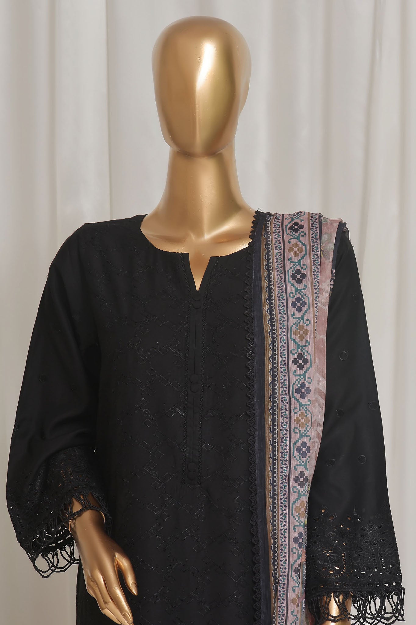 Sada Bahar Stitched 3 Piece Luxury Emb Viscose Silk Vol-02 Collection'2024-VCK-PD-Black