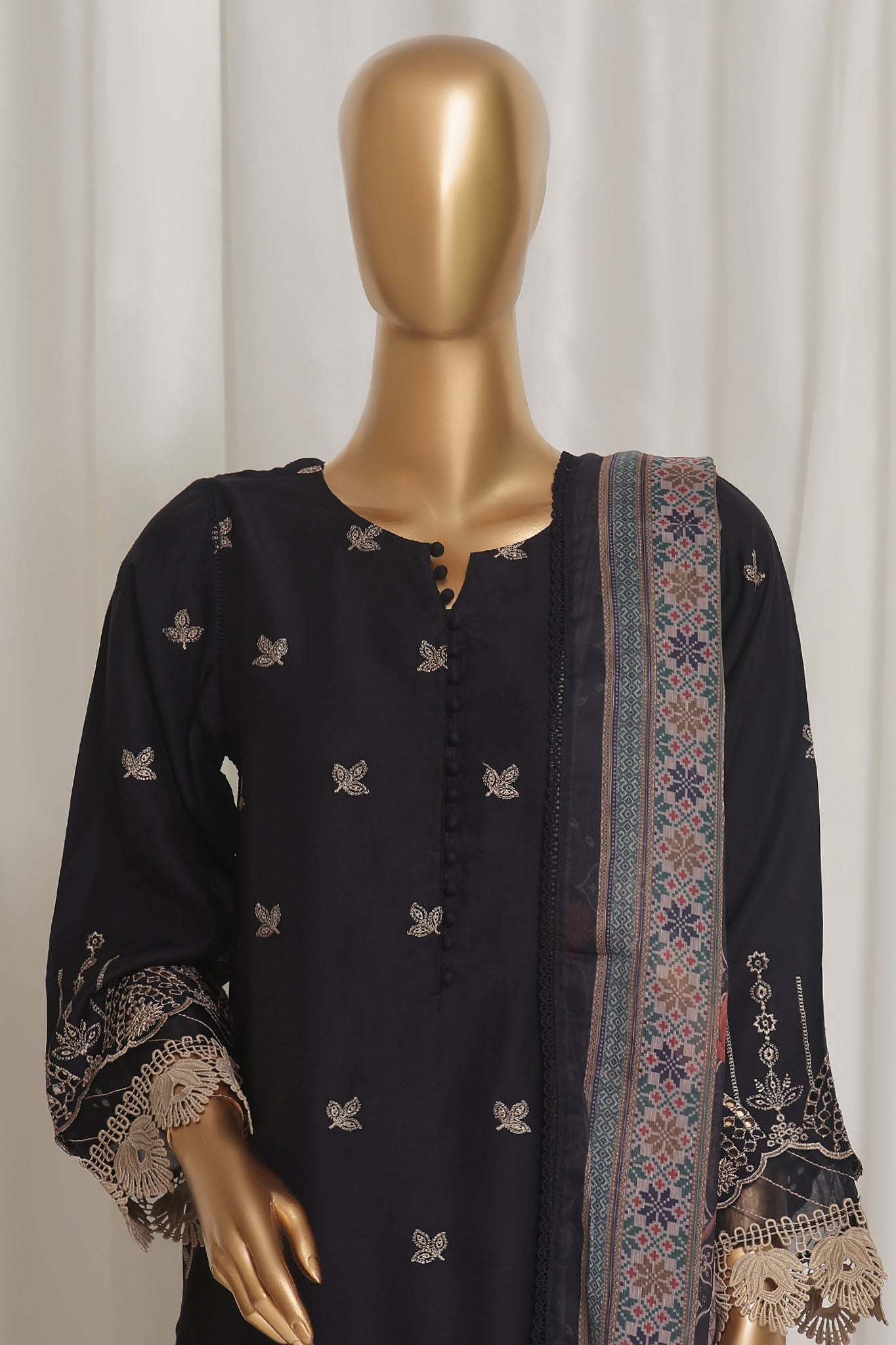 Sada Bahar Stitched 3 Piece Luxury Emb Viscose Silk Vol-02 Collection'2024-VCK-PD-Navy Blue