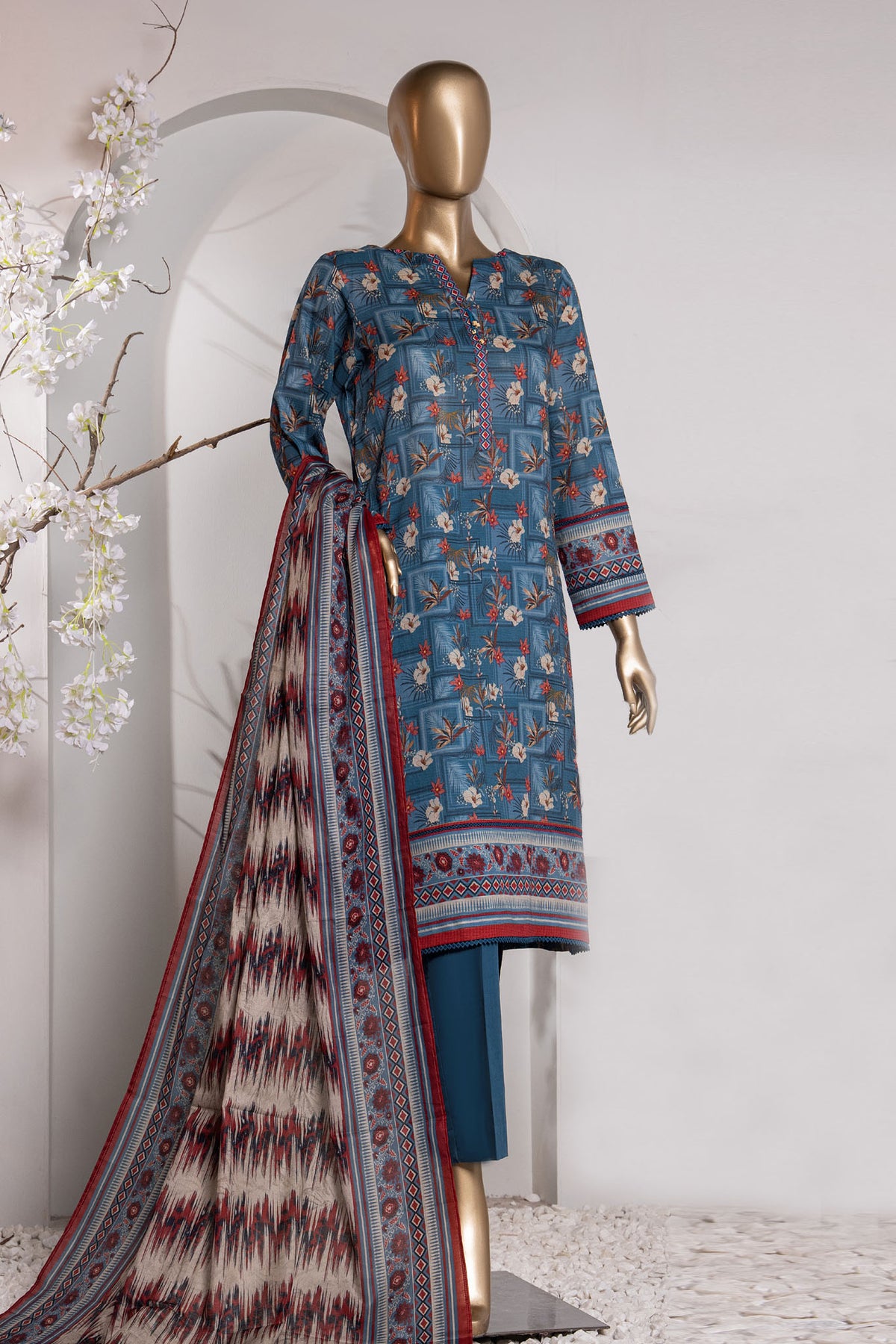 Vital Prints By HZ Unstitched 3 Piece Digital Printed Lawn Vol-02 Collection'2024-VP-154