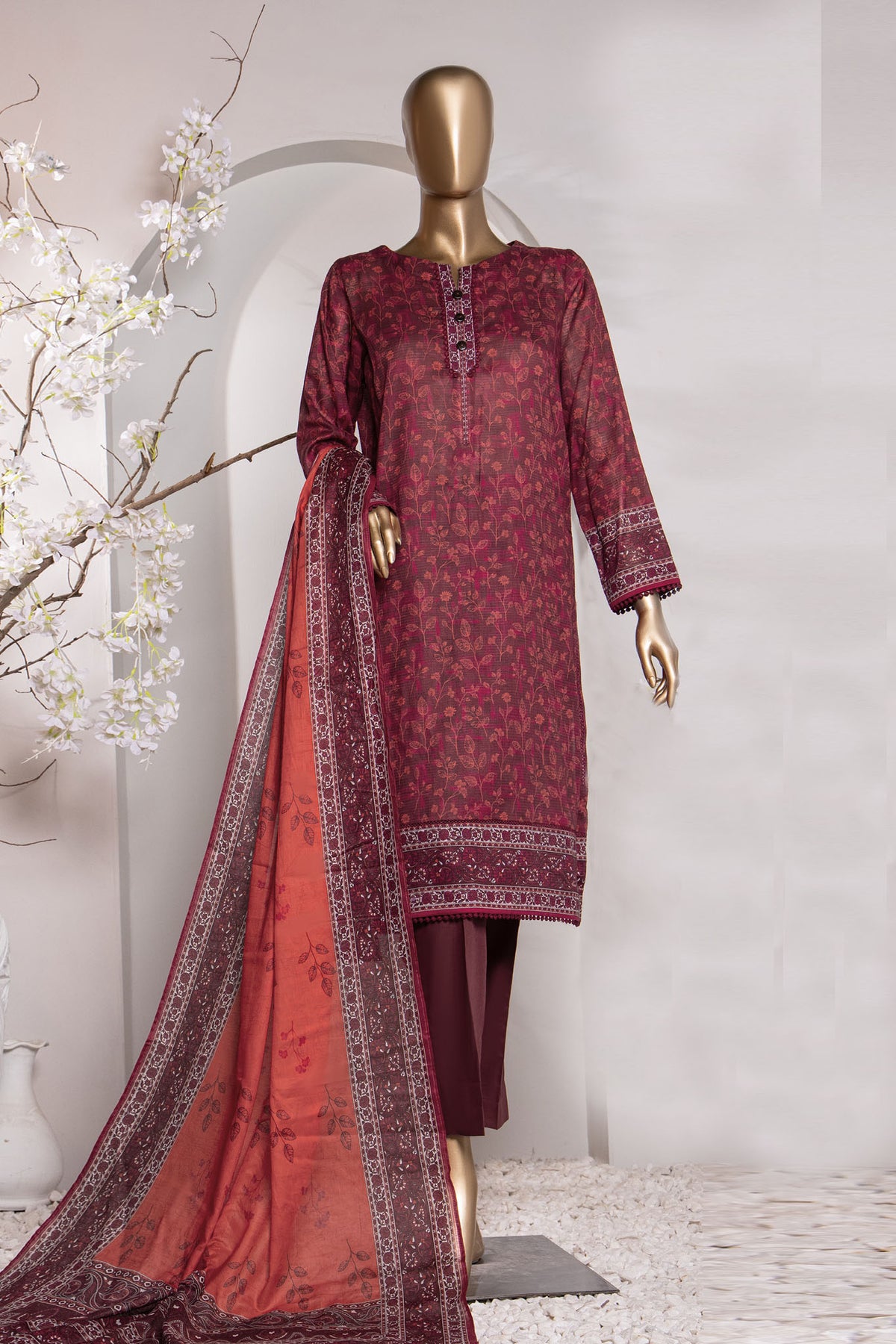 Vital Prints By HZ Unstitched 3 Piece Digital Printed Lawn Vol-02 Collection'2024-VP-152