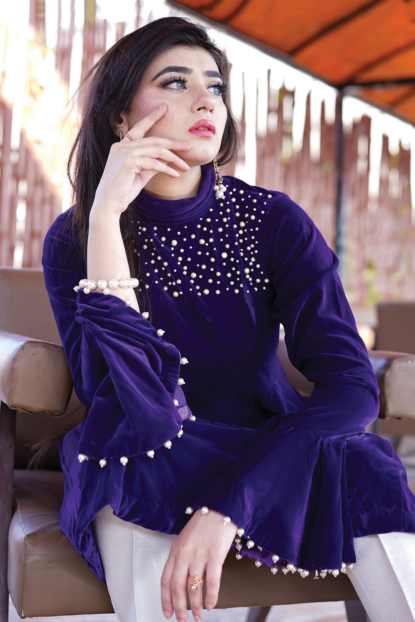 Velora By Stitch Vibes Stitched Shirts Collection'2024-Velvet Peplum