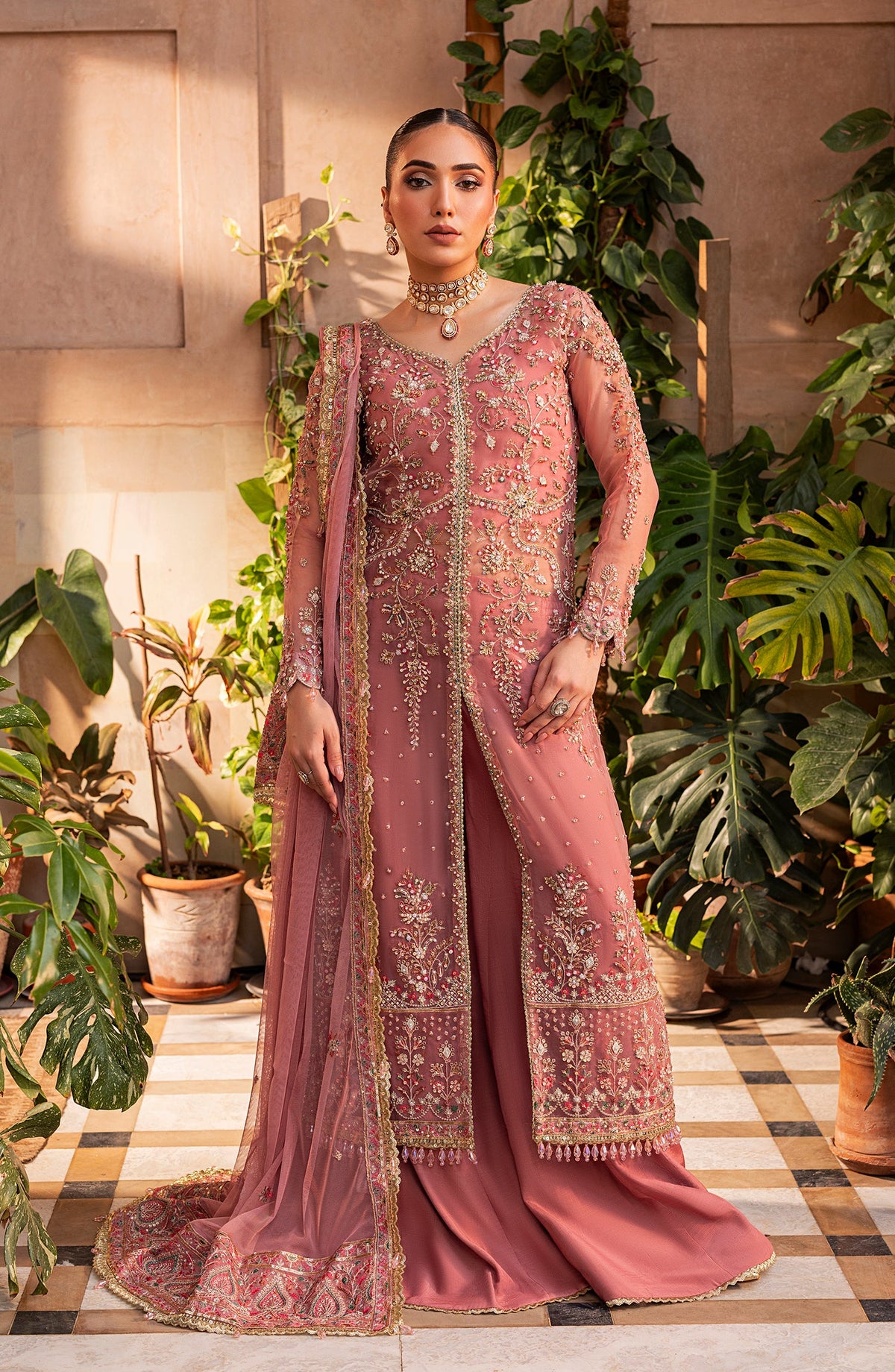 Model front look wearing Aylin Victoria formal dress with elegant fit