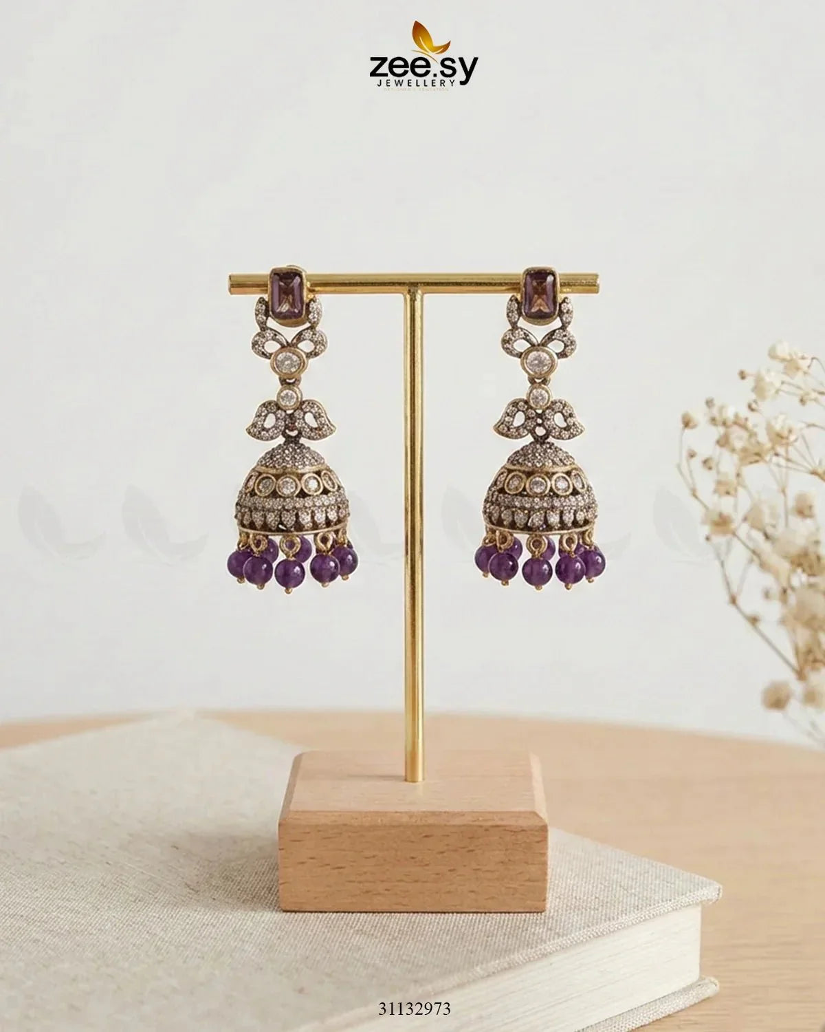 Victorian Jhumka Uncut Stone Earrings