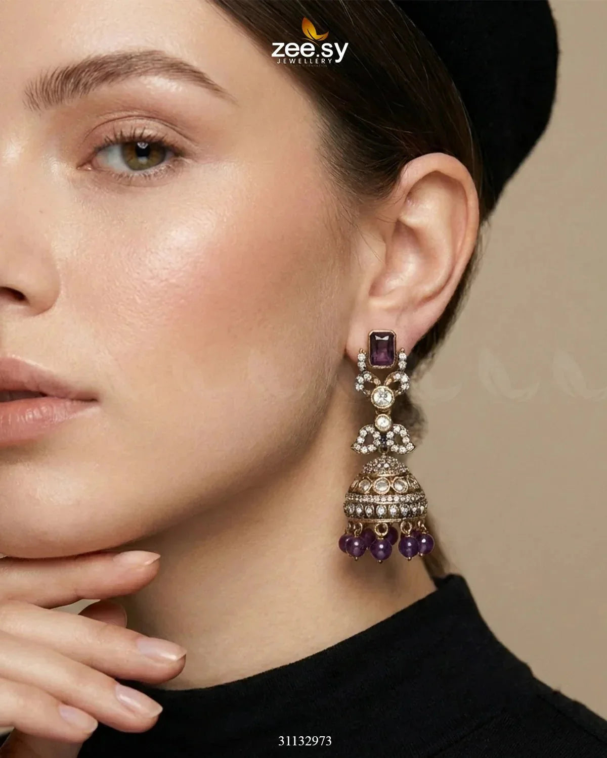 Victorian Jhumka Uncut Stone Earrings