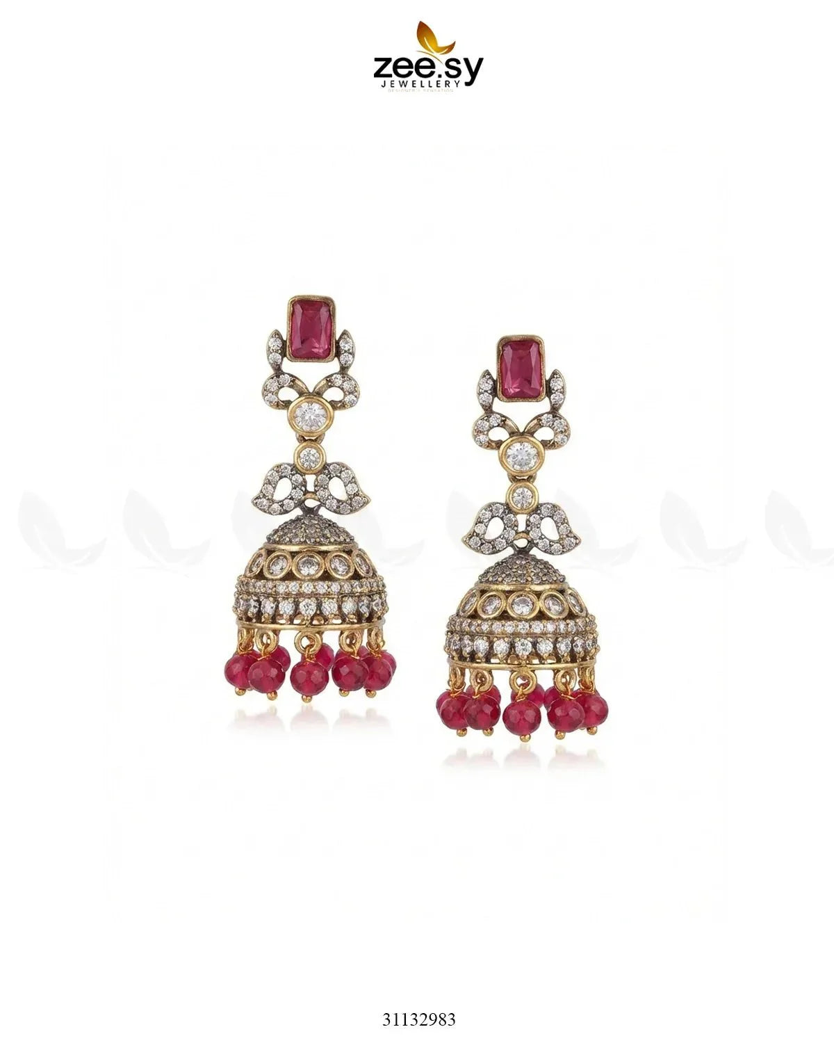 Victorian Jhumka Uncut Stone Earrings