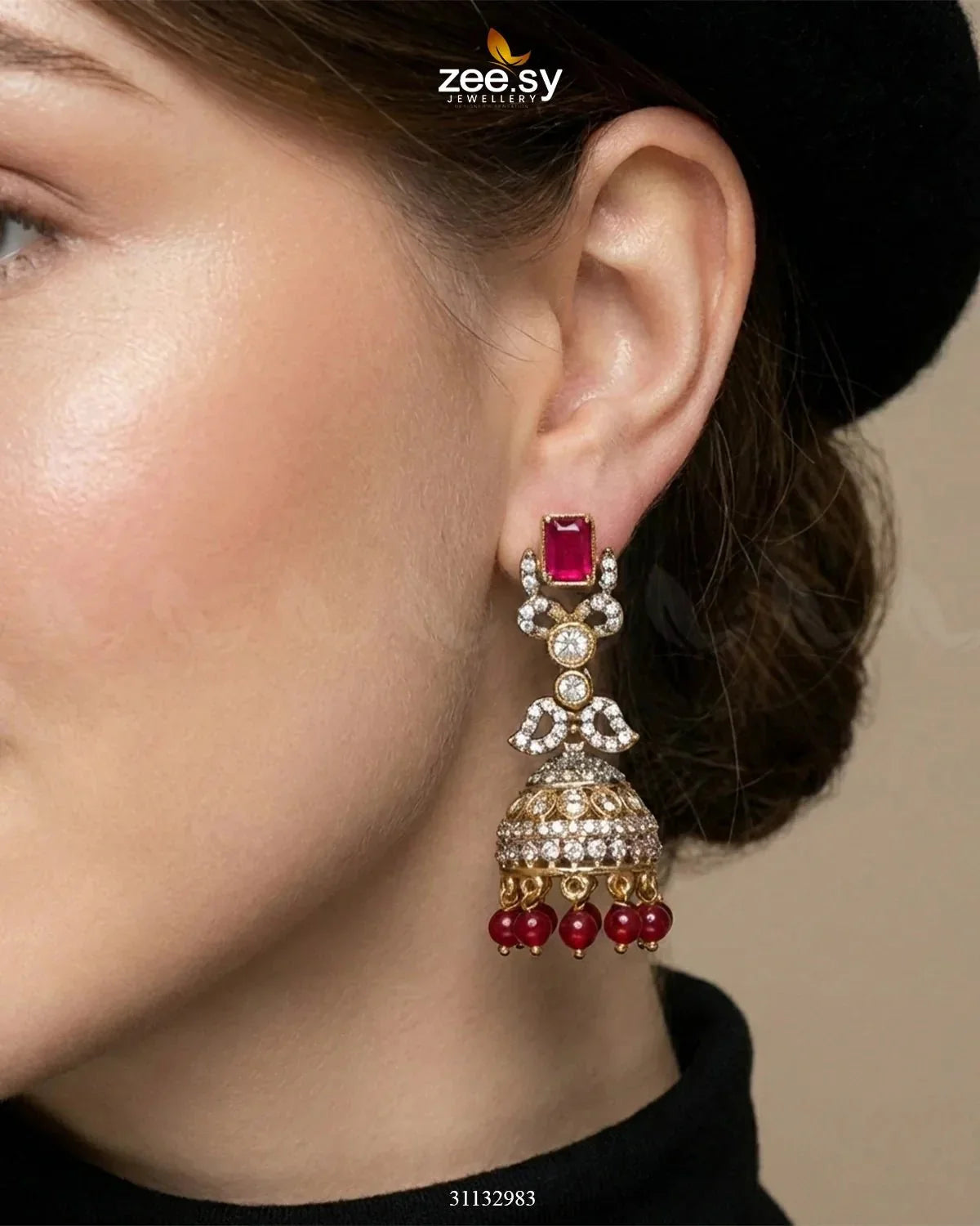 Victorian Jhumka Uncut Stone Earrings